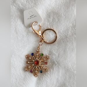 Christmas Colorful Snowflake Keychain with Multicolor Accents Bag Charm